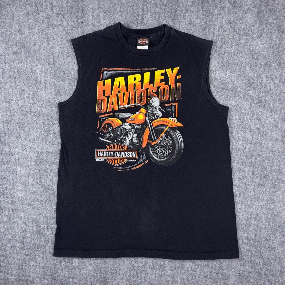 Harley-Davidson Graphic Tank Top Mens L Black Barnett El Paso Texas Sleeveless